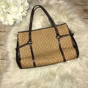 Donald J. Pliner Woven Handbag Leather Accenrs